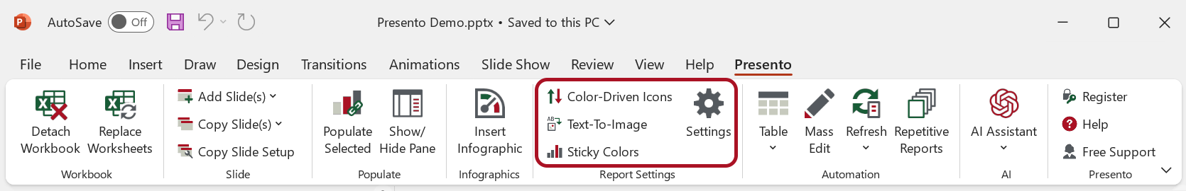 OfficeReports Ribbon Tab